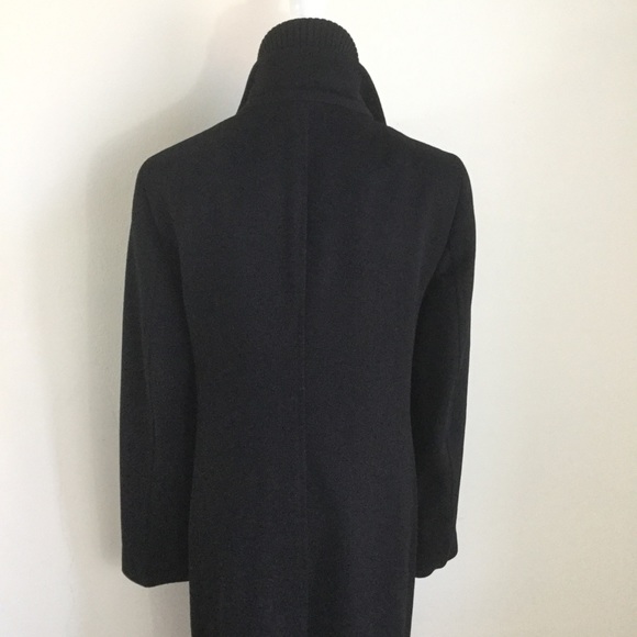 Akris Punto Black Wool Pea Coat Full Length Zip Button - Picture 6 of 10